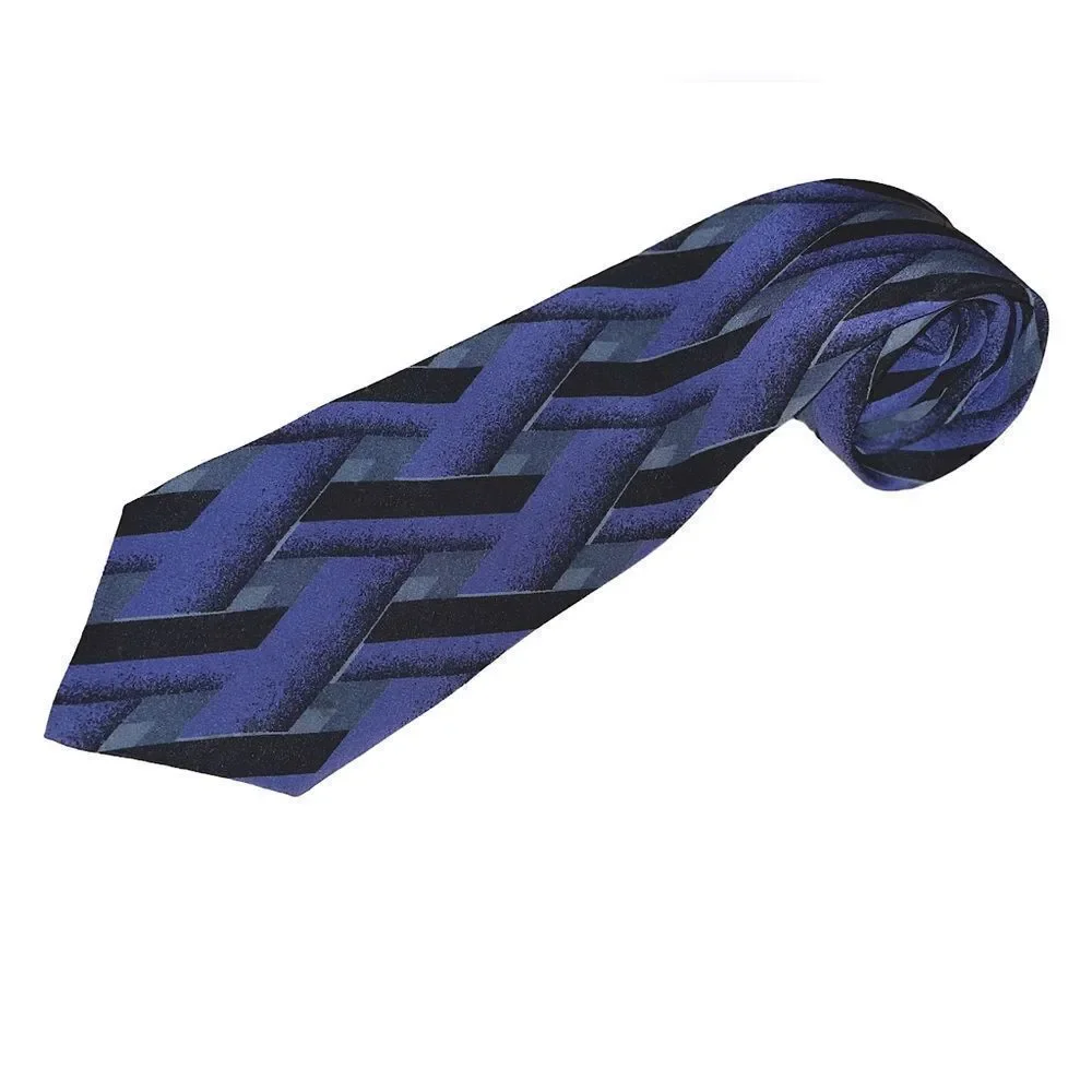 Blue and Grey Criss Cross Pancaldi Silk Tie
